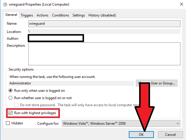 Autostart WireGuard Windows save task