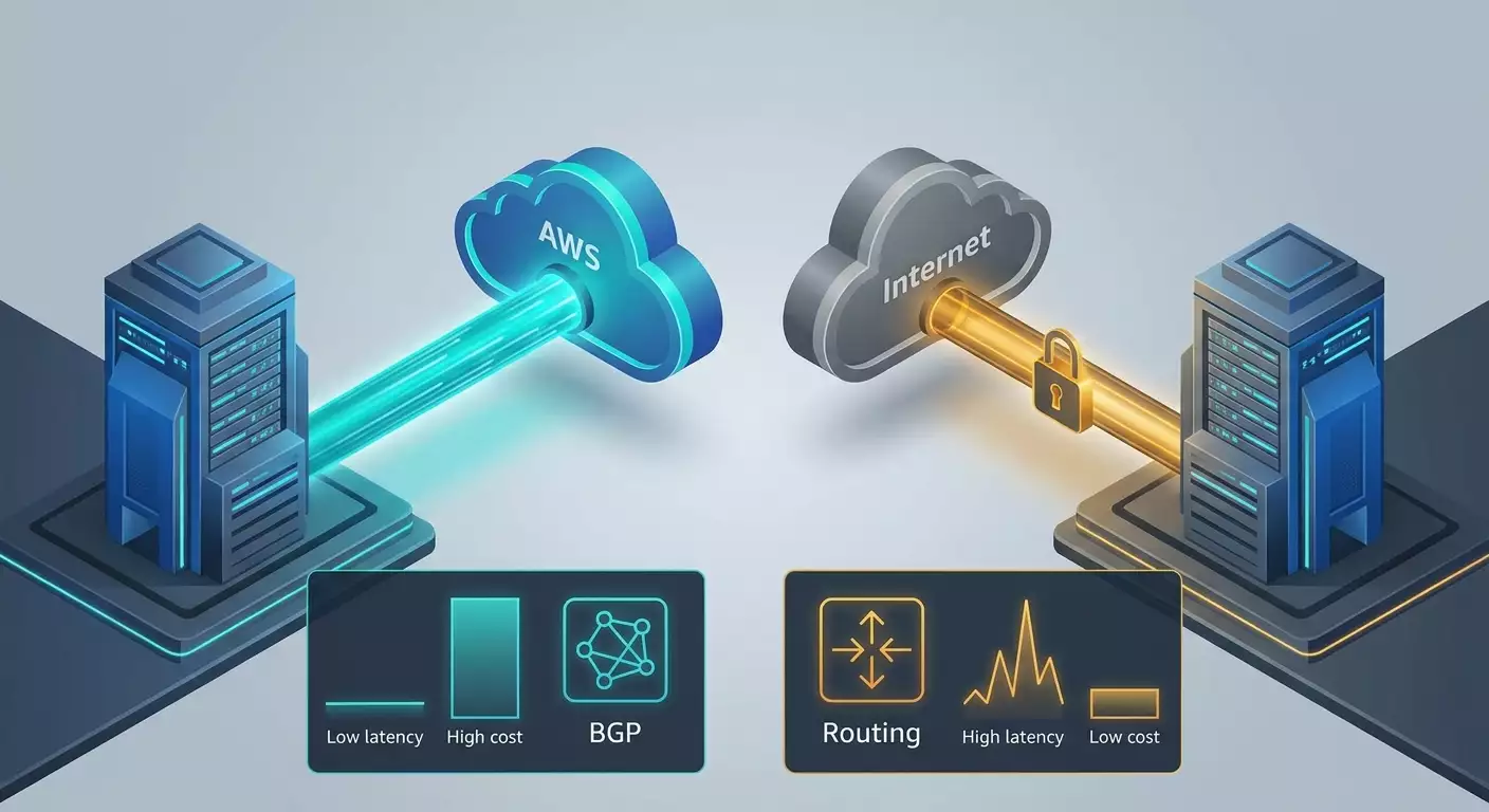 AWS Direct Connect مقابل بوابة VPN: التكلفة، الكمون، ومتى يُجدي الاتصال المخصص نفعًا